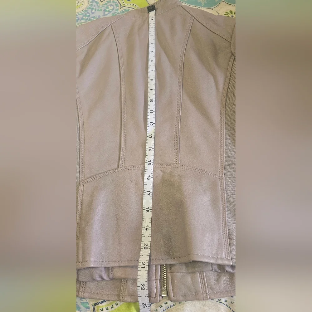 Michael Kors Leather Jacket Light Pearl Gray Glove Soft XS $450